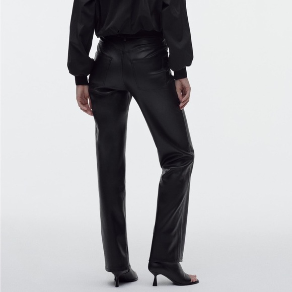 Faux leather straight leg pants - Picture 3 of 6